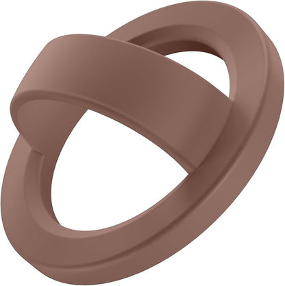 Magnetic Phone Grip, Removable Loop Grip with Soft Finger Strap, Silicone Phone Ring Holder for Back of Phone for iPhone 16/15/14/13/12 Pro Max/Plus, Brown