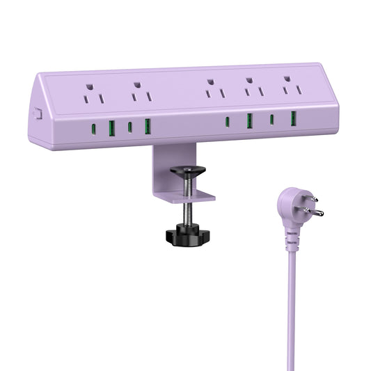 Jgstkcity Desk Clamp Power Strip USB C 45W,8 USB,10FT Cable,White