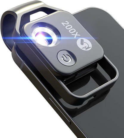 Phone Microscope with CPL Lens/LED Light, Nano Zoom 200X Pocket Microscope Camera Attachment with Universal Clip for Most iPhone/Andriod Phone - The Best Gift to Enjoy Microworld for Kids and Adults