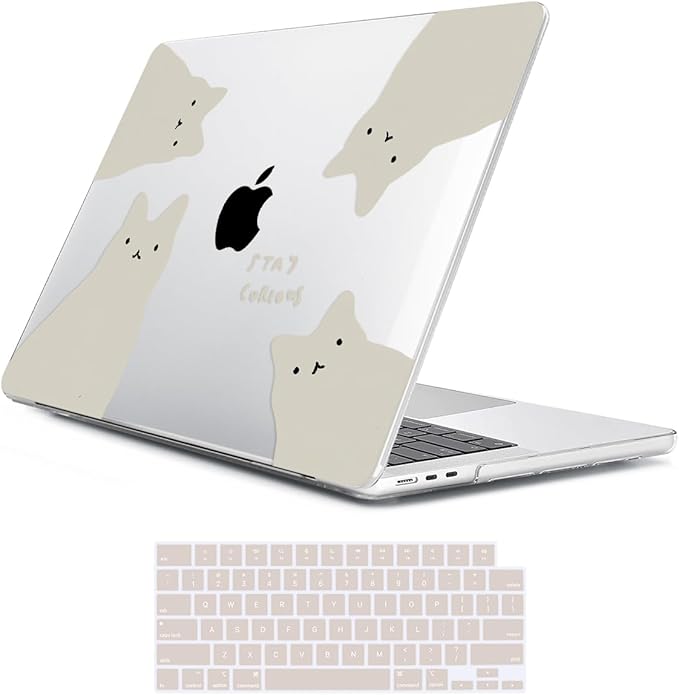 for 2025 2024 2023 2022 MacBook Air 13 inch Case M4 A3240 M3 A3113 M2 A2681 with Touch ID& 13.6" Liquid Retina Display, Plastic Hard Shell&Keyboard Cover&Screen Film&Webcam Cover, Cats