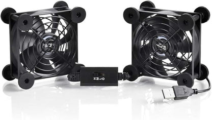 Dual 80mm USB Speed Control Fan, 5V Portable Cooling Fan for Flat-Screen TV Receiver Router DVR PlayStation Xbox Computer Cabinet Cooler