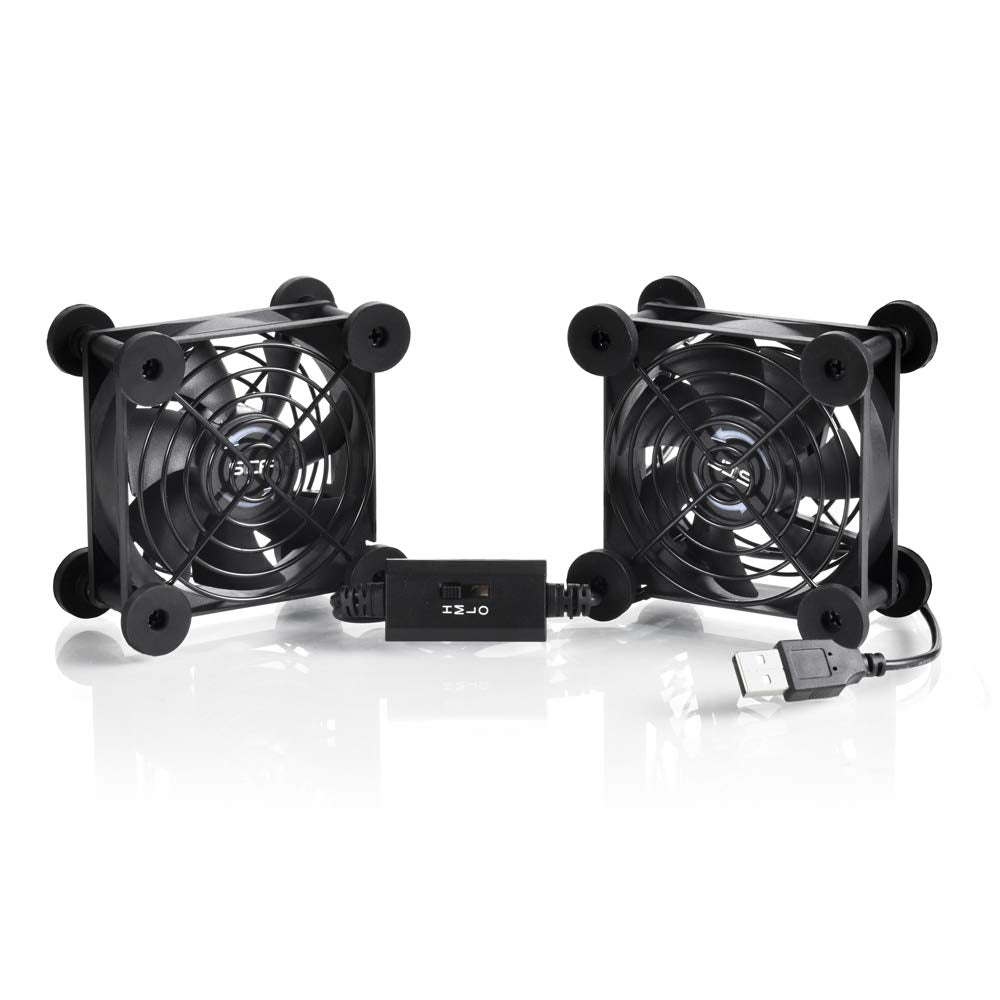 SCCCF Dual 80mm USB Speed Control Fan, 5V Portable Cooling Fan for Flat-Screen TV Receiver Router DVR PlayStation Xbox Computer Cabinet Cooler