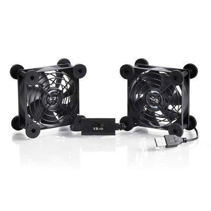SCCCF Dual 80mm USB Speed Control Fan, 5V Portable Cooling Fan for Flat-Screen TV Receiver Router DVR PlayStation Xbox Computer Cabinet Cooler
