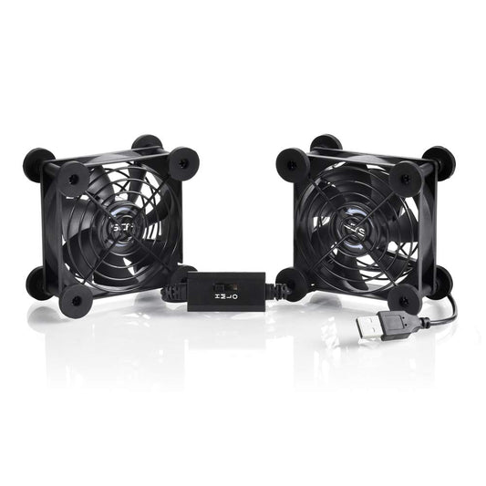 SCCCF Dual 80mm USB Speed Control Fan, 5V Portable Cooling Fan for Flat-Screen TV Receiver Router DVR PlayStation Xbox Computer Cabinet Cooler