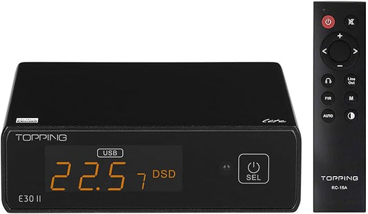 Topping E30II lite DAC Preamp - AK4493S Hi-Res XMOS XU208 DAC 32Bit/768kHz DSD512 DSD Direct Mode for USB/Coax/Opt Inputs RCA HiFi Stereo Digital Audio Decoder(Black)