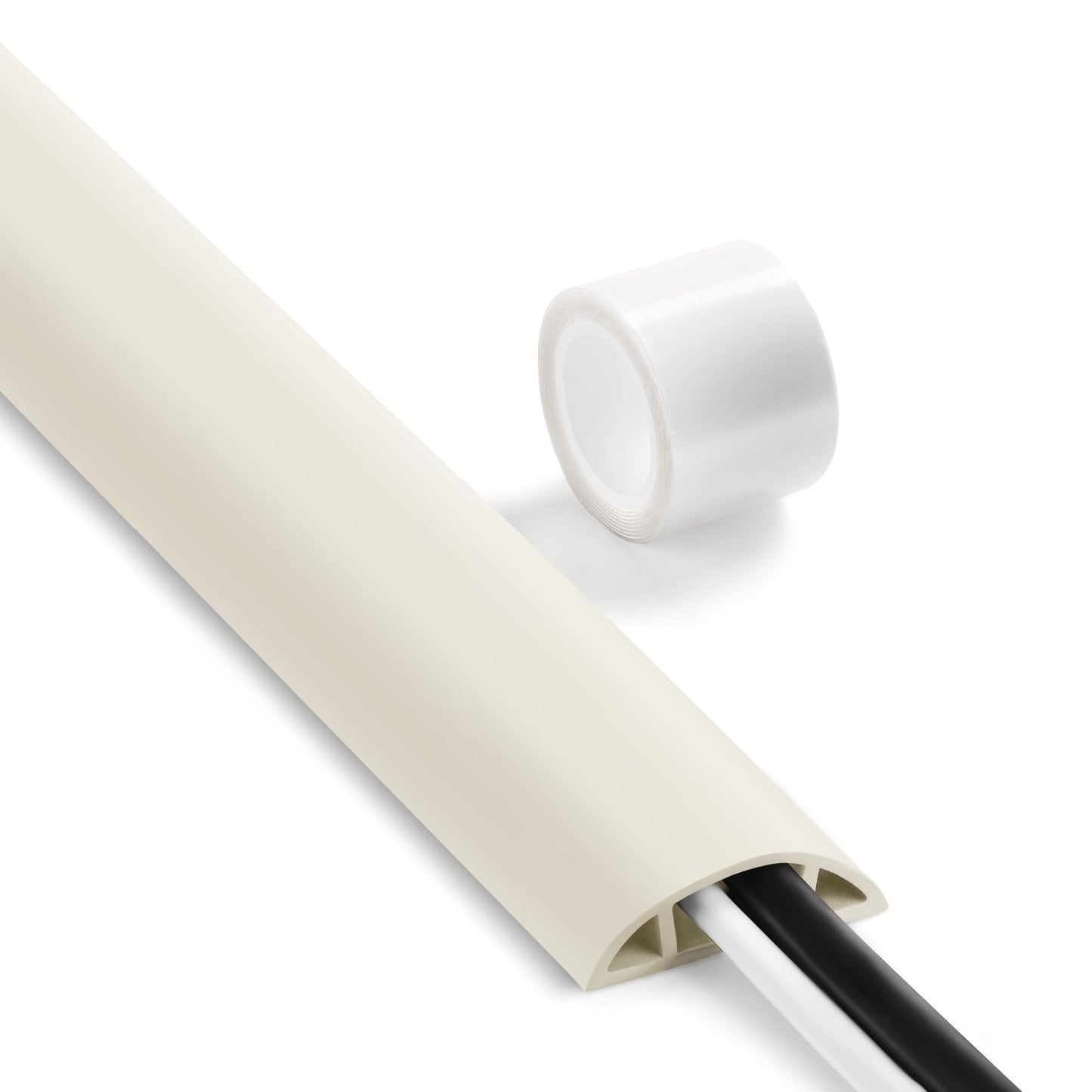 Floor Cable Cover 3ft Beige, LZEOY Cord Covers for Wires on Floor, Cord Hider Floor Cable Management, Extension Cord Floor Cover Low Profile, Floor Cord Cover for Office/Carpet/Floor