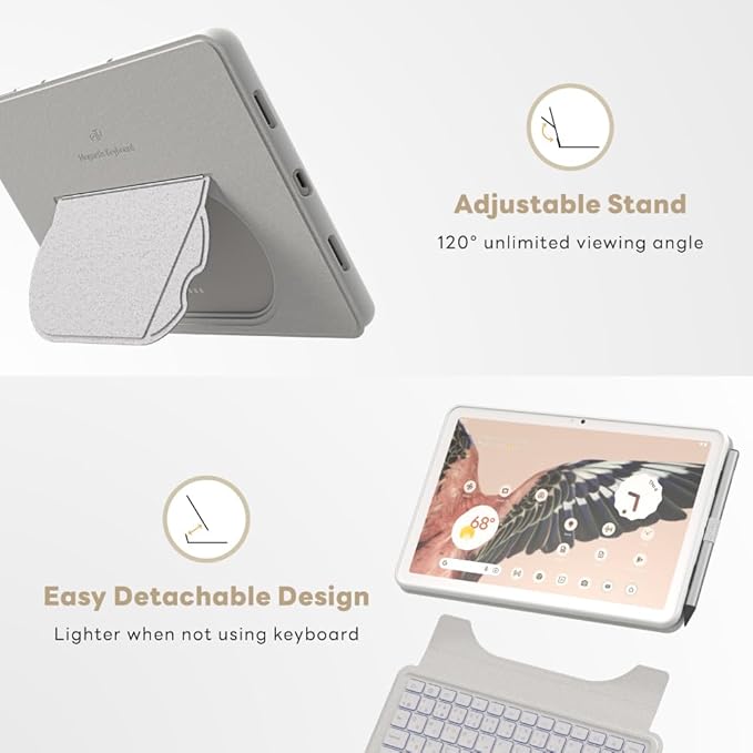 EIP Magnetix Keyboard Case for Google Pixel Tablet 11 inch 2023, White