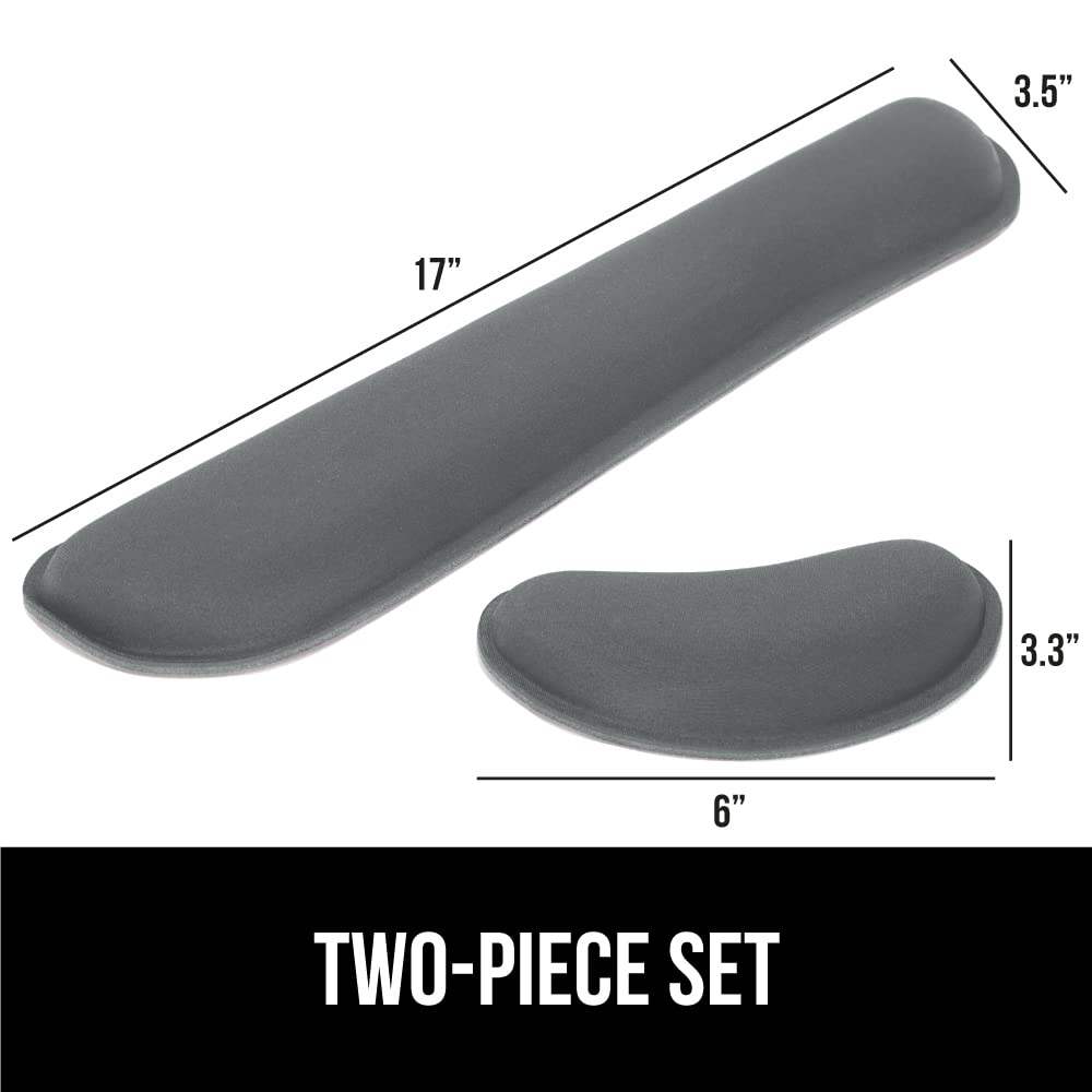 GORILLA GRIP Silky Gel Memory Foam Wrist Rest for Computer Keyboard, Mouse, Ergonomic Design for Typing Pain Relief, Desk Pads Support Hand and Arm, Mousepad Rests, Stain Resistant, 2 Piece Pad, Gray