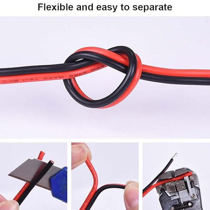 10 Gauge Wire 200FT Tinned Copper Wire-2 Conductor Parallel Wire Insulated Stranded Wire for Solar Panel Car Audio Automotive Low Voltage Electrical Wire for LED Lighting (10AWG 200FT)