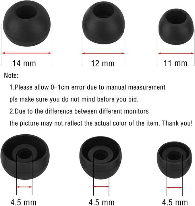 Silicone Earbud Tips Replacement Ear Tips for in- Ear Headphones Rubber Tips Ear Buds Replacement Earbuds Tips 9 Pairs S M L, Black