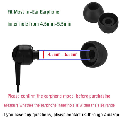 WKYMY Silicone Earbud Tips Replacement Ear Tips for in- Ear Headphones Rubber Tips Ear Buds Replacement Earbuds Tips 9 Pairs S M L, Black