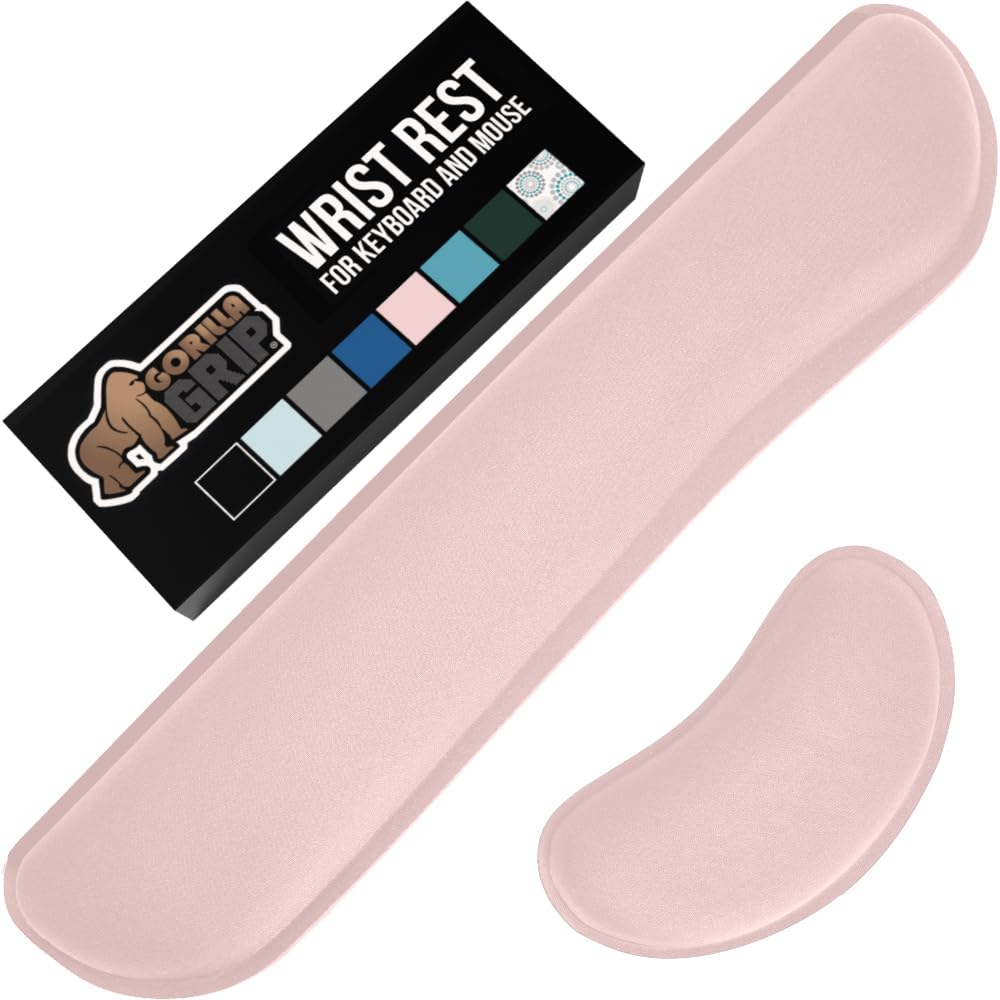 GORILLA GRIP Memory Foam Wrist Rest for Computer Keyboard, 2 Piece Gray