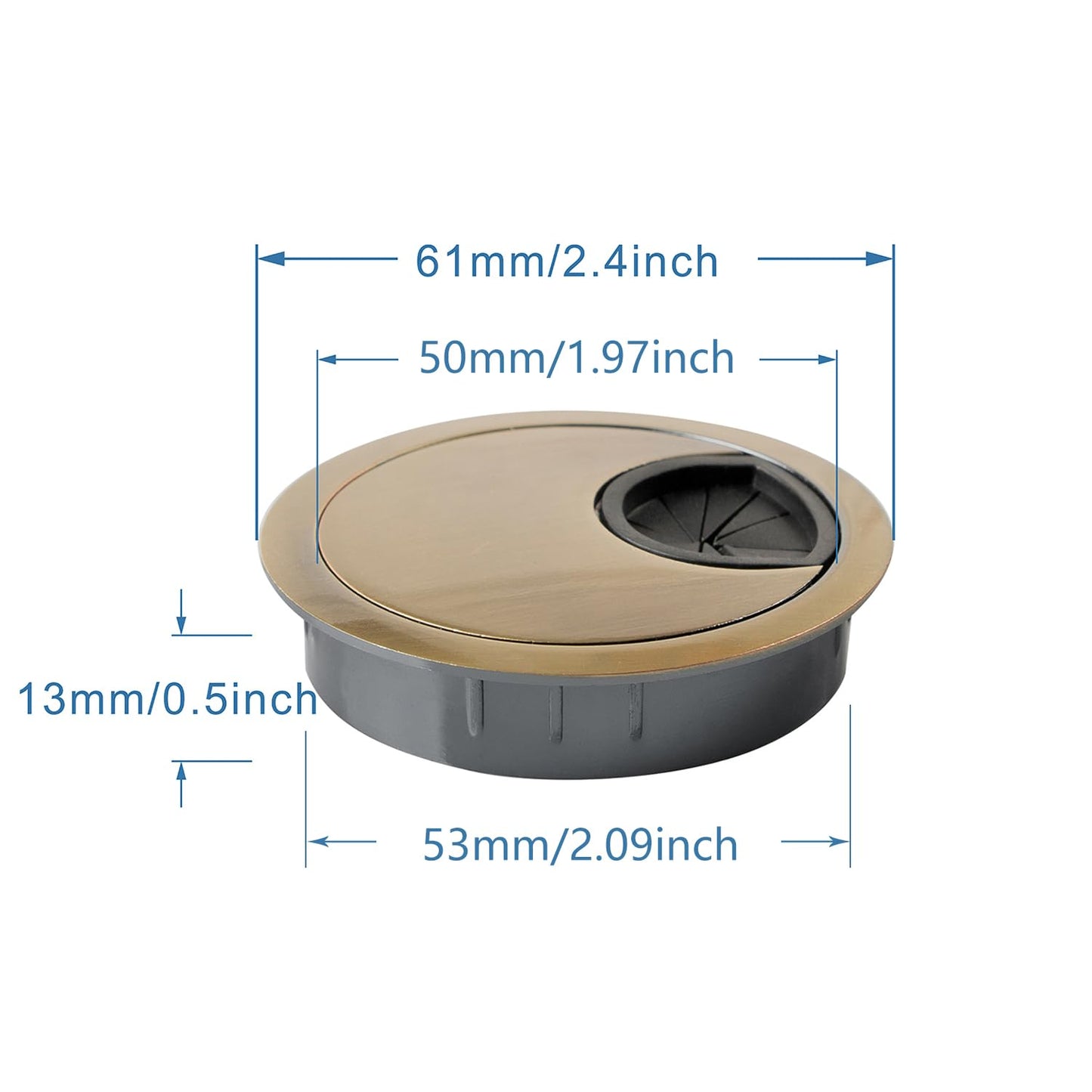 aoozleny Desk Grommet for Wire Organizer,PC Computer Desk Plastic Grommet Cord, Tidy Cable Hole Cover Organizers,2 Pack (53mm, Black)