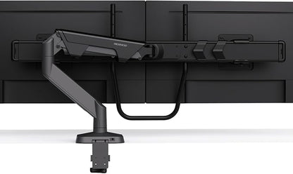 Dual Monitor Arm Desk Mount with Gas Spring & USB Charging, Fits 17–32” inches Screens up to 33 lbs, VESA 75x75/100x100, Crossbar Handle for Easy Adjustment, Black, Dual