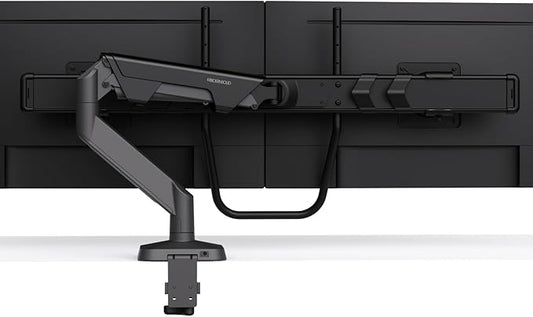 Dual Monitor Arm Desk Mount with Gas Spring & USB Charging, Fits 17–32” inches Screens up to 33 lbs, VESA 75x75/100x100, Crossbar Handle for Easy Adjustment, Black, Dual