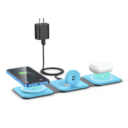 Wireless Charger 3 in 1,RTOPS Magnetic Traval Wireless Charging Station Multiple Devices,GaN 3 in 1 Charging Station,Compatible iphone17/16/15/14/13/Pro/Max,iWatch,AirPods4/3/2/Pro(Adapter Includes)