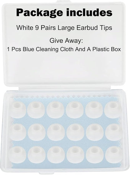 9 Pairs White Earbud Tips,Replacement Headphone Covers, Soft Rubber Tips Compatible with Powerbeats 2/3 LG Samsung Earbuds