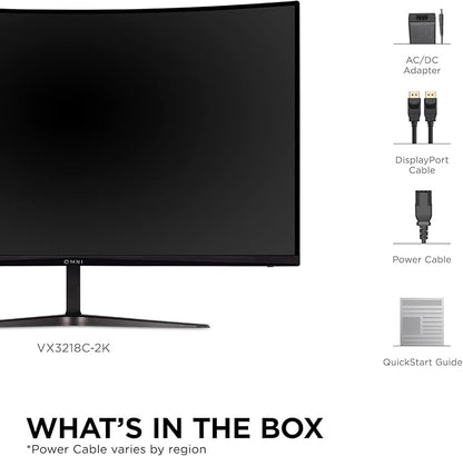 ViewSonic VX3218C-2K 32 Inch Curved 1440p 1ms 165Hz Gaming Monitor with AMD FreeSync Premium, Eye Care, HDMI and Display Port