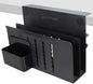LUKETURE Laptop Holder, Steel Desk Side Storage, No Drill Standing Desk Accessories, Clamp on Laptop Mount with Pen Holder, Fits Flat Edge Tables 0.3" to 2.8" (Black, L(2 Tier))