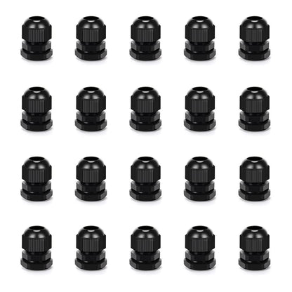 CGELE Cable Gland 20 Pack Plastic Waterproof Adjustable Connector 6-12mm PG13.5 Strain Relief Cord Connectors Joints Nylon with Gaskets