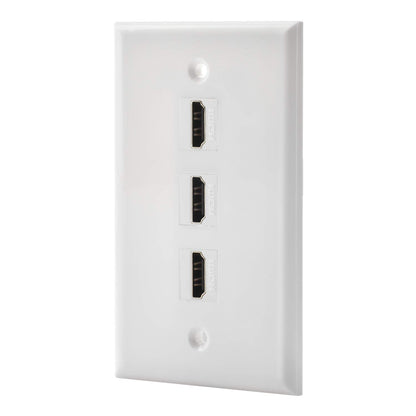 LULOSK 3 Port HDMI Female to Female Wall Plate in White (HDMI 3 Port)
