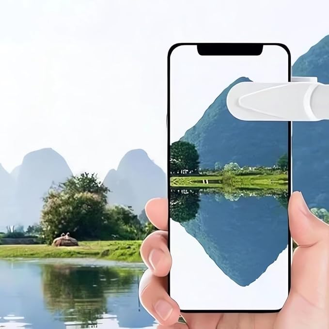 2024 Smartphone Camera Mirror Reflection Clip Kit -【New Version】 Smartphone Selfie Reflector, Adjustable Mobile Phone Reflection Camera Clip, Mirror Reflection Phone Clip for All Phones (2PCS-White)
