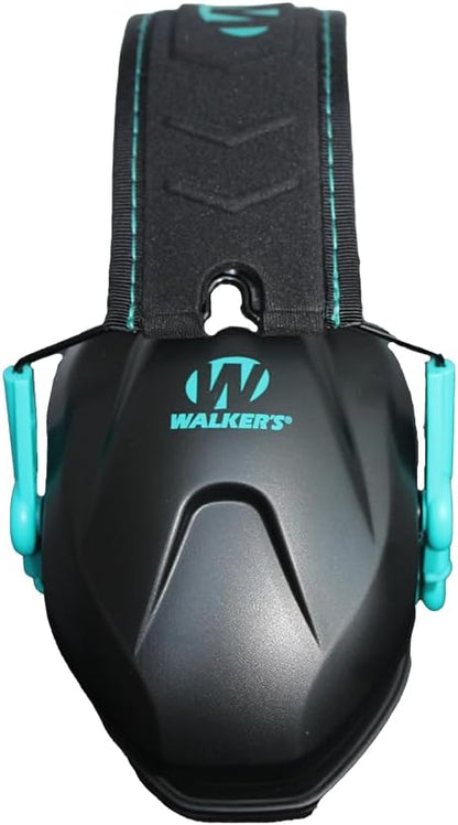 Walker's Razor Compact Passive Youth & Women's Noise-Blocking Hunting Gun Range Shooting Hearing Protection Muff, Comfort Headband w/Metal Wire Frame, Teal