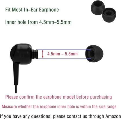 Silicone Small Replacement Earbud Tips Eartips for In-Ear Headphones Rubber Tips Earbuds Cap 10 Pairs (Black)