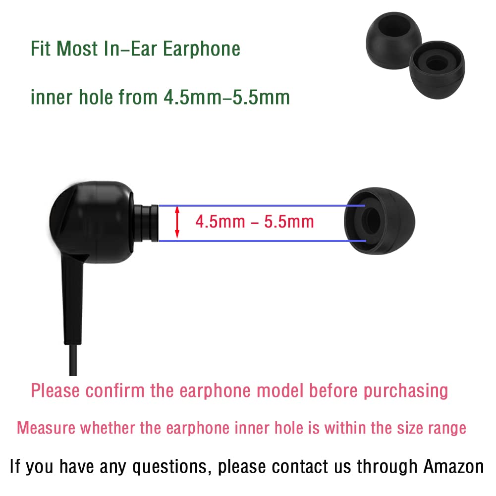 WKYMY Silicone Small Replacement Earbud Tips Eartips for In-Ear Headphones Rubber Tips Earbuds Cap 10 Pairs (Black)