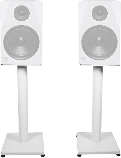 Rockville RS21W 21 inch Steel Bookshelf Speaker Stands, 60 lbs Capacity, Anti-Vibration Foam, Cable Management, for Home Audio and Studio Monitoring