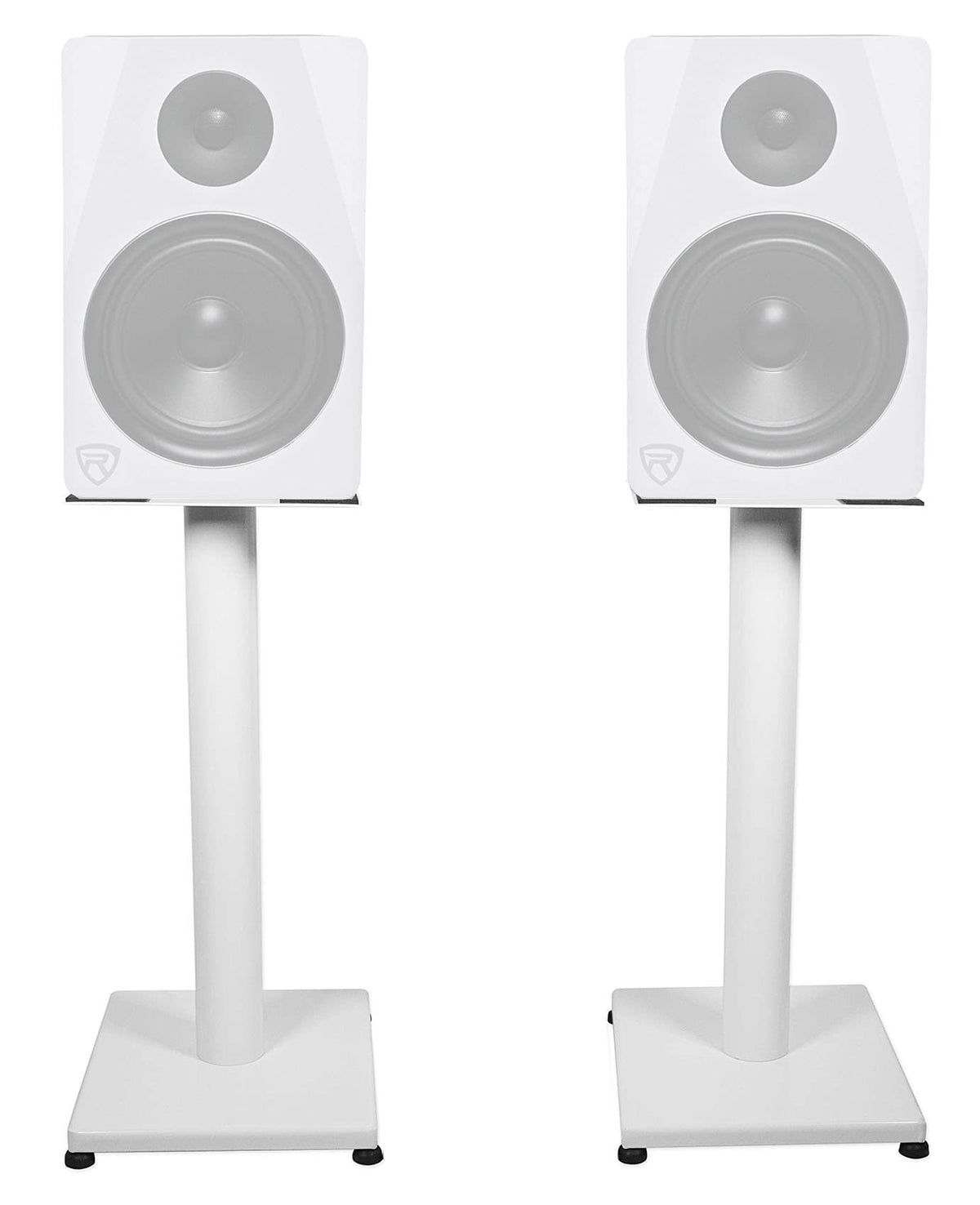Rockville RS21W V2 Pair 21" Steel Bookshelf Speaker/Monitor Stands, White
