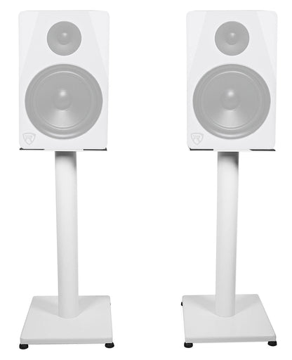 Rockville RS21W V2 Pair 21" Steel Bookshelf Speaker/Monitor Stands, White