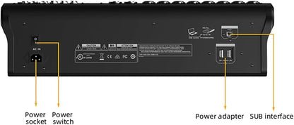 Audio Mixer Bluetooth G-MARK Professional Mixer Usb Interface Sound Board Console System 16 Channel Digital MP3 Computer Input 48V Phantom Power Stereo DJ 24-Bit SPX Effects Mixing Console