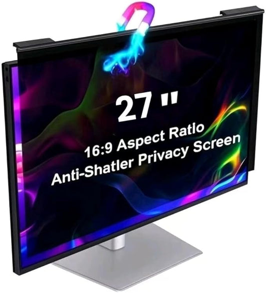 Magnetic Computer Privacy Screen for 27 Inch Monitor (16:9), Anti-Glare Blue Light Blocking Filter for Eye Protection, Removable Shield for Office & Remote Work, Durable Shatterproof PC (Not for Curved Screens)