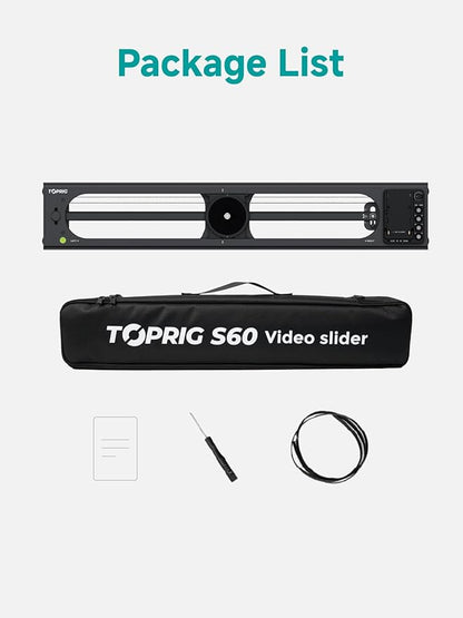 Accsoon Toprig Motorized Camera Slider, 24''/60cm Electric Video Slider with App/Button Control, 120° Panoramic Shooting, Time-Lapse/Loop Mode/Speed Konb, Compatible with DSLR,GoPro,Insta360,Phone