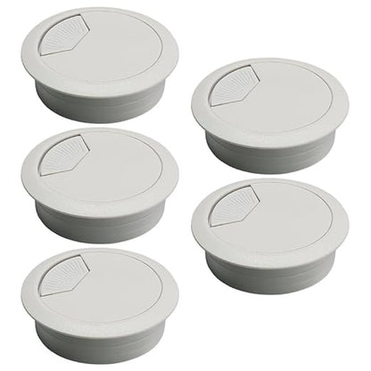 5 Pcs Desk Grommet 2-1/16" / 53 mm, Desk Cord Hole Cover, Cable Grommet ABS Plastic, Desk Hole Grommet for Home & Office Pc, Detachable Adjustable Cable Cord Organizer-Light Grey