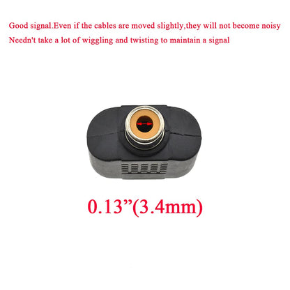 HAHIYO 3 RCA F-2x3.4 RCA F Stereo Plug Interconnect Audio One Male 3.4mm(1/8inch) Two Male 3mm(1/8inch) Adapter Splitter Good Signal Sound Snap Tight Not Wobble for Headphone Guitar Black 2pcs