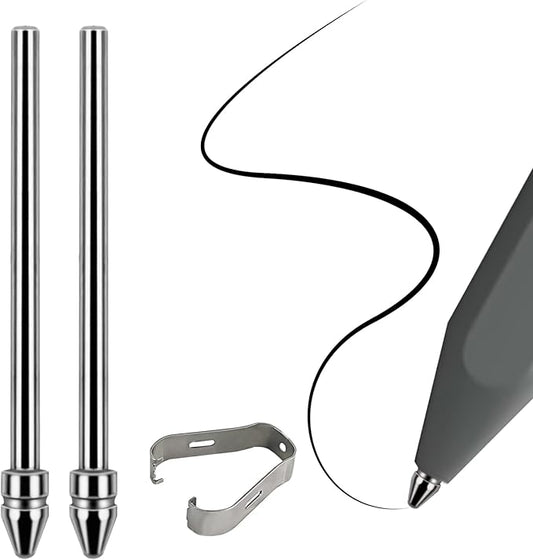 No Wore Out Titanium Alloy Replacement Fine Tips 1 Pcs & 10 Pcs Soft Felt Nibs Combo Set fit for Kindle Scribe Basic and Premium Pens Digital Pen, Smooth Ballpoint Note Taking Backup Nibs