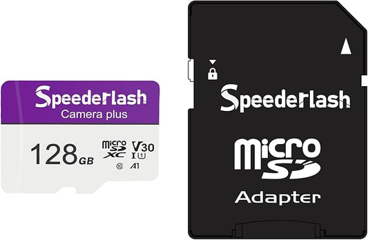 Speederlash 128GB Micro SD Card with Adapter, A1, U3, Read Speed Up to 95MB/s, High Speed Memory Card for Cams, Drones, Smartphone, Tablet