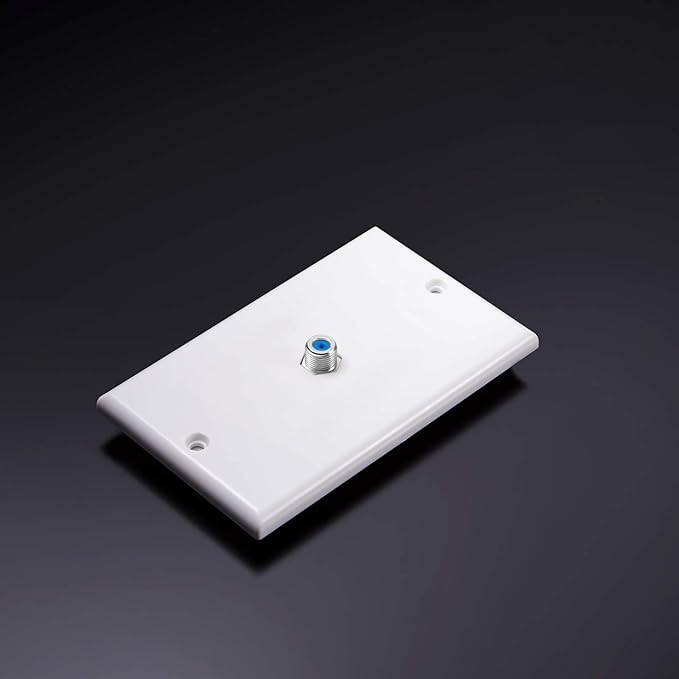 Weewooday 8-Pack White Single Gang F Connector Coax Wall Plates (Blue, 1-Port)