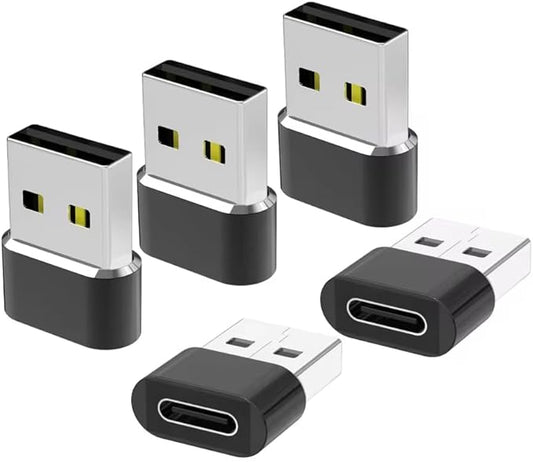 USB C to USB Adaptor 5 Pack,USB to USB C Adapter,Type C Male to A Female Charger Converter Kit Connectors for Laptops, Phones, Tablets, Computers, Electronics