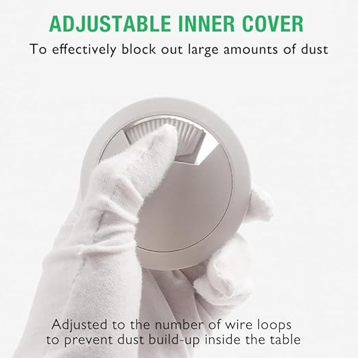 2 Pcs Desk Grommet 3-1/8" / 80 mm, Desk Cord Hole Cover, Cable Grommet ABS Plastic, Desk Hole Grommet for Home & Office Pc, Detachable Adjustable Cable Cord Organizer-Silvery