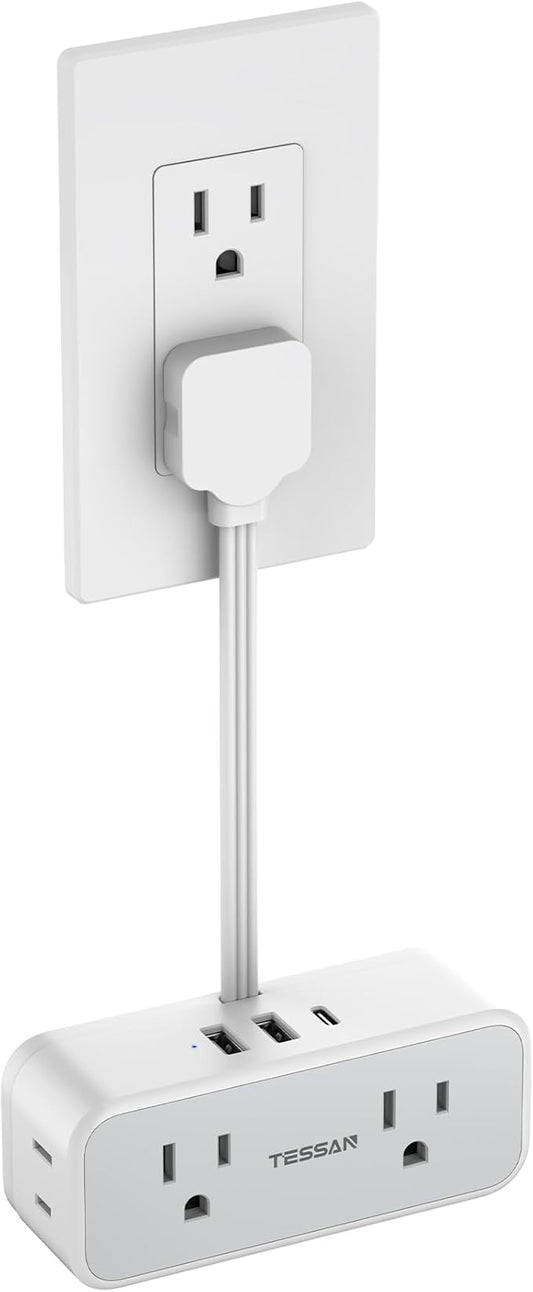 TESSAN Short Extension Cord 0.5Ft, Outlet Extender Surge Protector, Grey