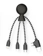 Xoopar - Mr Bio 4 in 1 Multi USB Cable Octopus Design Black - Universal Recycled Plastic Charger - USB Plug - USB-C - Lightning - Micro USB for Universal Smartphone
