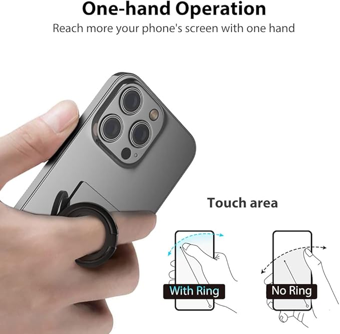 Phone Grip Holder, Phone Ring Holder Finger Kickstand, Foldable & Adjustable Rotatable Double Metal Cell Phone Rings Gripper Stand for iPhone Samsung & Other Phones - Silver Carbonite Weave