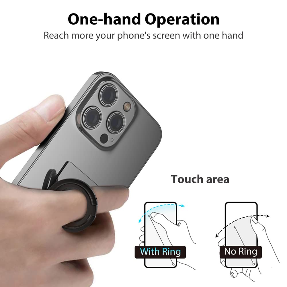 MonIdea Phone Grip Holder, Phone Ring Holder Finger Kickstand, Foldable & Adjustable Rotatable Double Metal Cell Phone Rings Gripper Stand for iPhone Samsung & Other Phones - Silver Carbonite Weave