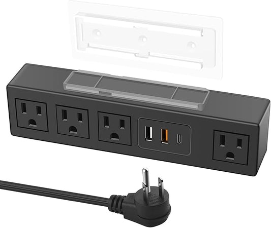 HHSOET Power Strip with USB Fast Charging, 6Ft Flat Extension Cord, 20W