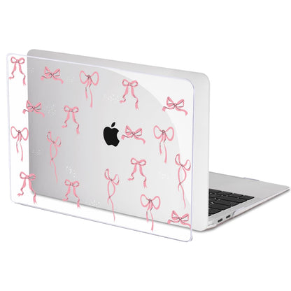LCMOCICO Compatible with 2021 2020 2019 2018 MacBook Air 13 inch Case M1 A2337 A2179 A1932 with Touch ID, Crystal Clear Pattern Plastic Hard Shell Case for MacBook Air 13 M1 2021, Pink Bowknot