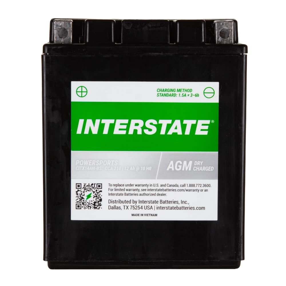 Interstate Batteries YTX14AH-BS Powersports Battery 12V 12Ah 210CCA AGM