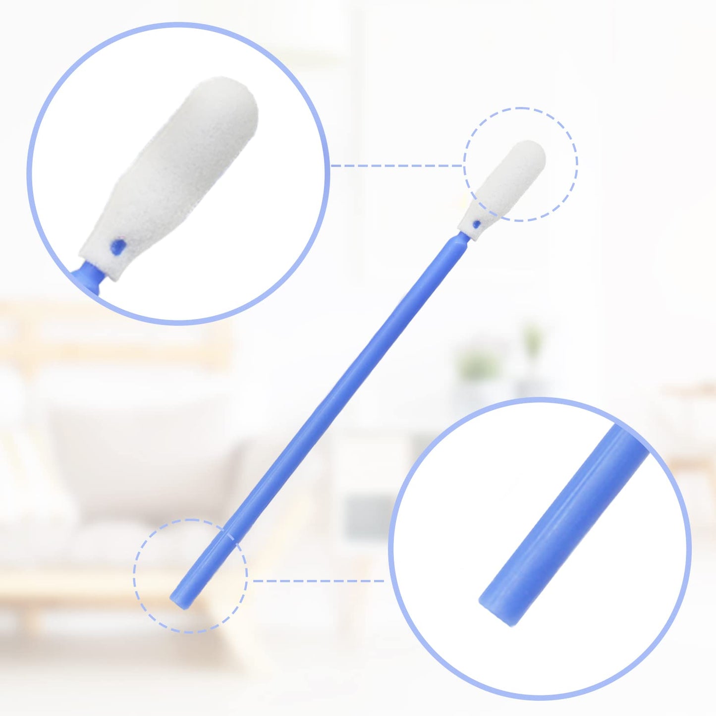 Wellgler's 100pcs Foam Cleaning Swabs, Multi-Purpose Cleanroom Foam Tip, Cleaning Swab Kitip,Lab Swabs.